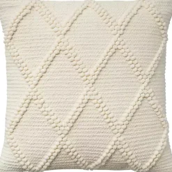 Clearance Ivory Diamond Lattice Throw Pillow Pillows