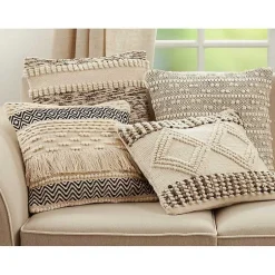 Ivory Diamond Woven Textured Polyester Pillow Pillows