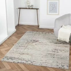 Kirklands Home Area Rugs|Distressed Medallion Washable Area Rug, 5x7 Ivory