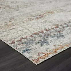 Kirklands Home Area Rugs|Distressed Medallion Washable Area Rug, 7x9 Ivory
