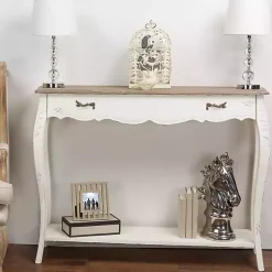 Kirklands Home Console Tables|Distressed Streaked Console Table Ivory