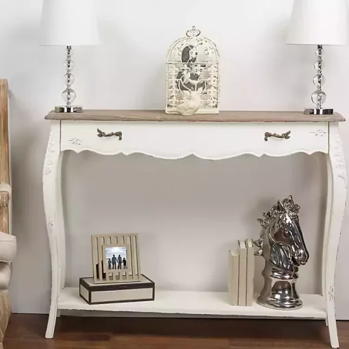 Kirklands Home Console Tables|Distressed Streaked Console Table Ivory