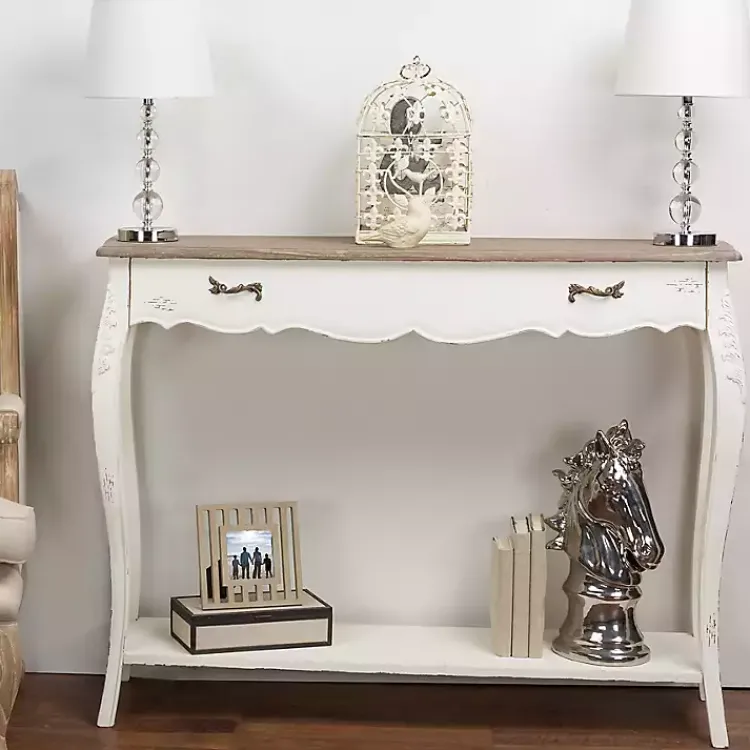 Kirklands Home Console Tables|Distressed Streaked Console Table Ivory