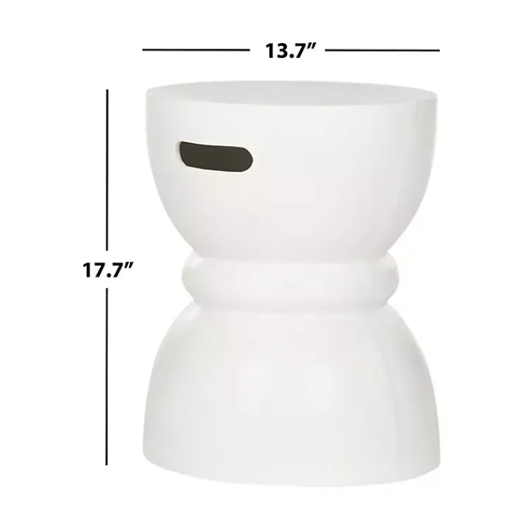 Kirklands Home Outdoor Tables|Drum Accent Table with Handles Ivory