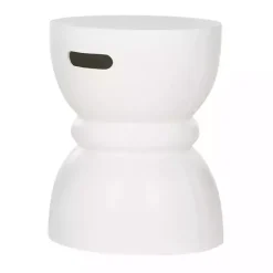 Kirklands Home Outdoor Tables|Drum Accent Table with Handles Ivory