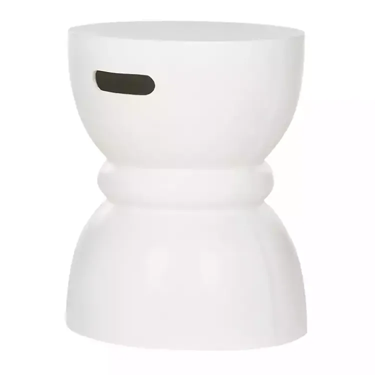 Kirklands Home Outdoor Tables|Drum Accent Table with Handles Ivory