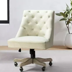 Kirklands Home Office Furniture|Dylan Upholstered Office Chair Ivory