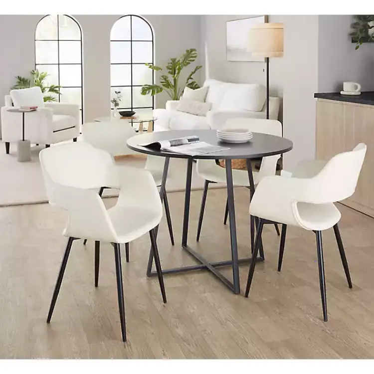 Kirklands Home Dining Chairs|Faux Leather Marge Dining Chairs, Set of 2 Ivory