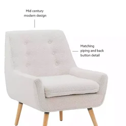 Kirklands Home Accent Chairs|Ivory Faux Sherpa Tufted Accent Chair White