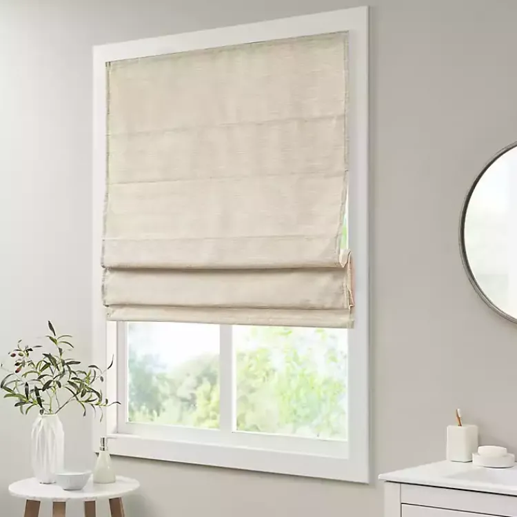 Kirklands Home Curtains & Drapes|Faux Silk Room Darkening Roman Shade, 35 in. Ivory