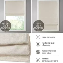Kirklands Home Curtains & Drapes|Faux Silk Room Darkening Roman Shade, 35 in. Ivory