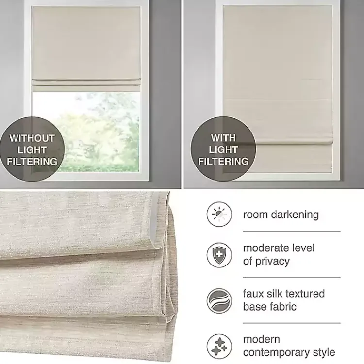 Kirklands Home Curtains & Drapes|Faux Silk Room Darkening Roman Shade, 35 in. Ivory