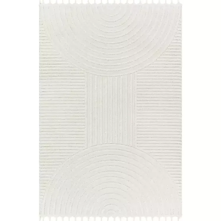 Kirklands Home Area Rugs|Geometric Lines Tassel Area Rug, 6x9 Ivory