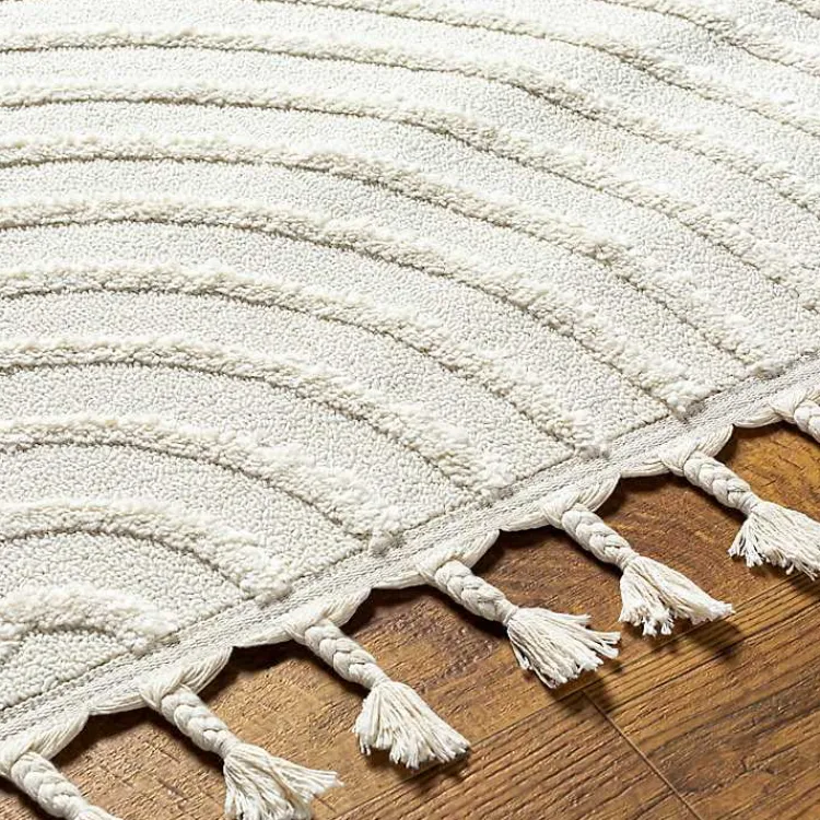 Kirklands Home Area Rugs|Geometric Lines Tassel Area Rug, 6x9 Ivory