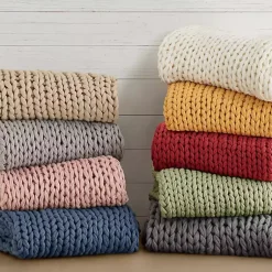 Clearance Hand Made Chunky Double Knit Throw Blanket Blankets & Throws