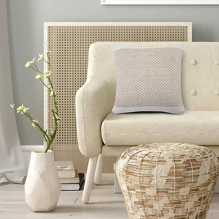 Discount Ivory Interwoven Jute Pillow Pillows