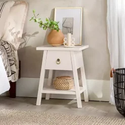 Kirklands Home Accent & End Tables|Japandi Pull-Ring Accent Table Ivory