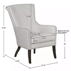 Kirklands Home Accent Chairs|Ivory Lanea Quilted Accent Chair with Silver Studs White