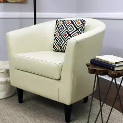Kirklands Home Accent Chairs|Leatherette Windsor Accent Chair Ivory
