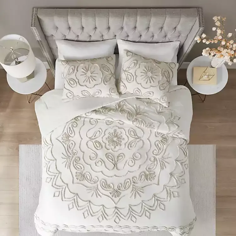 Kirklands Home Comforters|Medallion Full/Queen 3-pc. Comforter Set Ivory