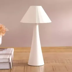 Kirklands Home Table Lamps|Metal Ribbed Rechargeable Touch Lamp Ivory