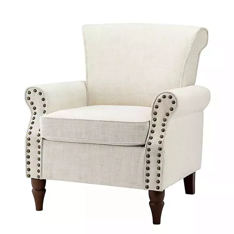 Kirklands Home Accent Chairs|Miriam Nailhead Trim Armchair Ivory