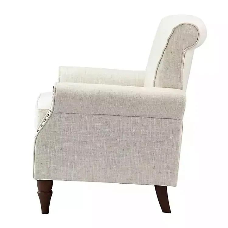 Kirklands Home Accent Chairs|Miriam Nailhead Trim Armchair Ivory