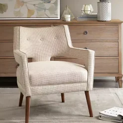 Kirklands Home Accent Chairs|Open Back Mid-Century Modern Armchair Ivory