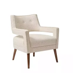 Kirklands Home Accent Chairs|Open Back Mid-Century Modern Armchair Ivory