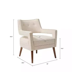 Kirklands Home Accent Chairs|Open Back Mid-Century Modern Armchair Ivory