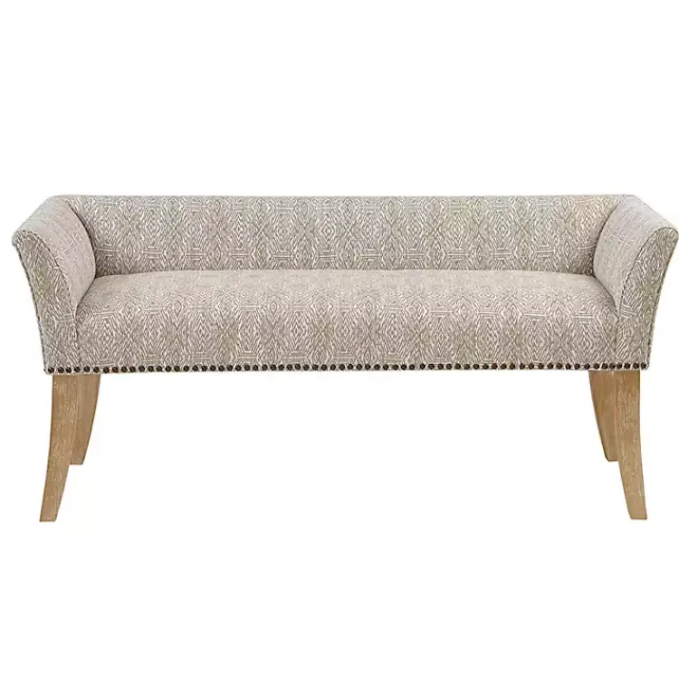 Kirklands Home Benches & Ottomans|Patterned Short Wingback Upholstered Bench Ivory
