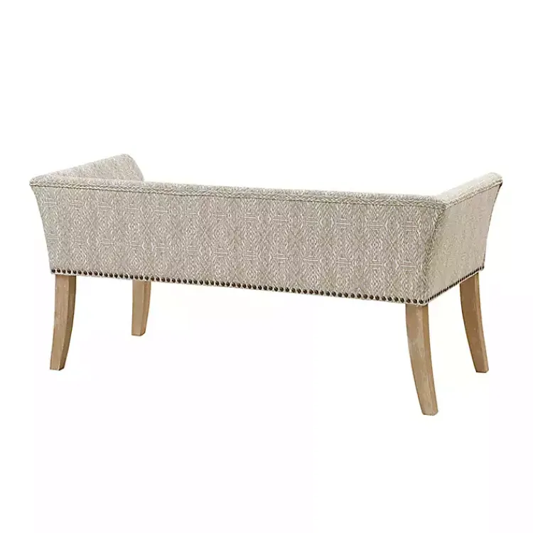 Kirklands Home Benches & Ottomans|Patterned Short Wingback Upholstered Bench Ivory