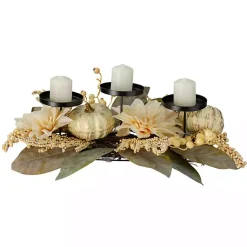 Online Pumpkin and Dahlia Candle Centerpiece Arrangements & Greenery