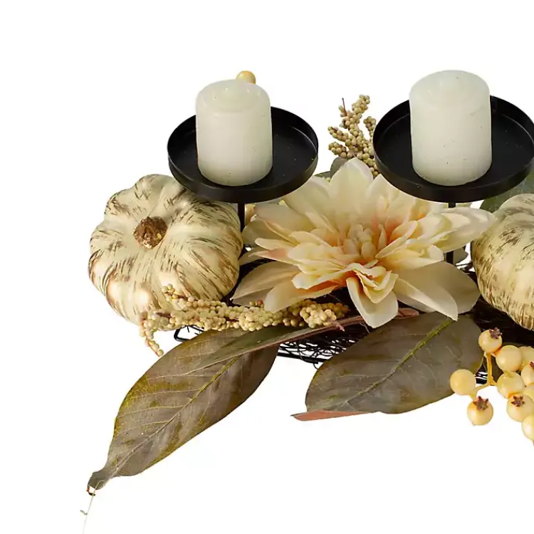 Online Pumpkin and Dahlia Candle Centerpiece Arrangements & Greenery