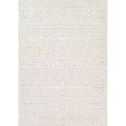 Kirklands Home Area Rugs|Ivory Raised Diamond Stripes Area Rug, 8x10 White