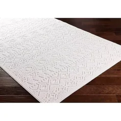 Kirklands Home Area Rugs|Ivory Raised Diamond Stripes Area Rug, 8x10 White
