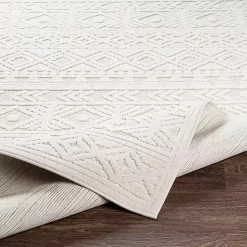 Kirklands Home Area Rugs|Ivory Raised Diamond Stripes Area Rug, 8x10 White