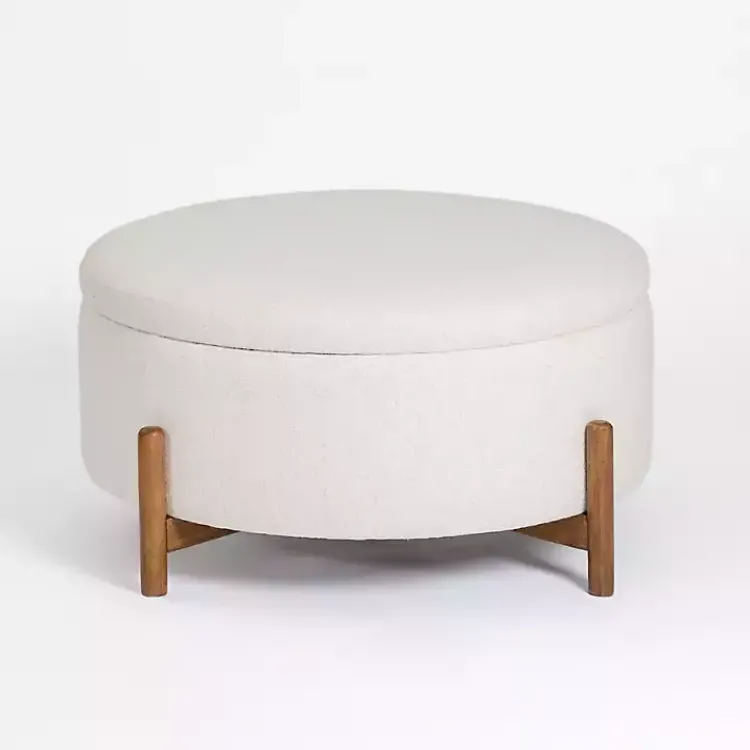 Kirklands Home Coffee Tables|Round Storage Coffee Table Ottoman Ivory