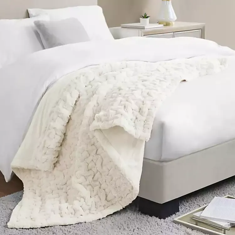 Sale Ruched Fur Throw Blankets & Throws