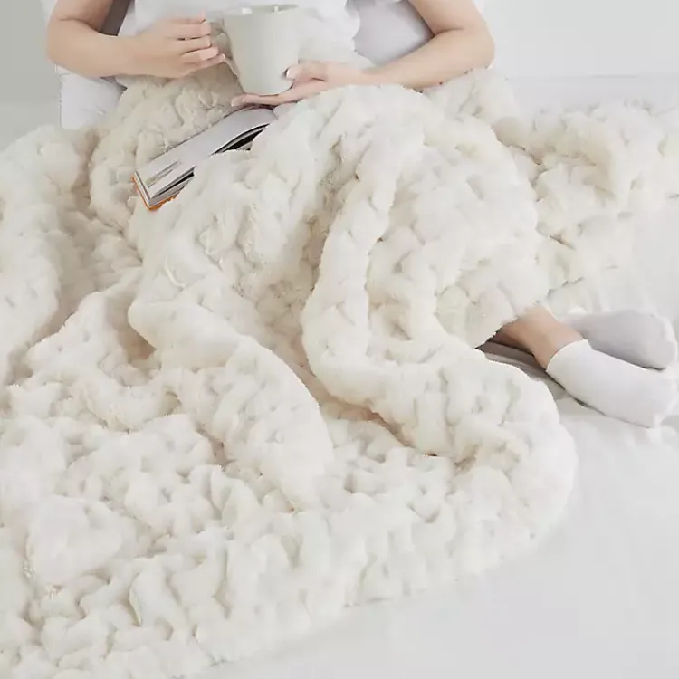 Sale Ruched Fur Throw Blankets & Throws