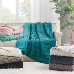Sale Ruched Fur Throw Blankets & Throws