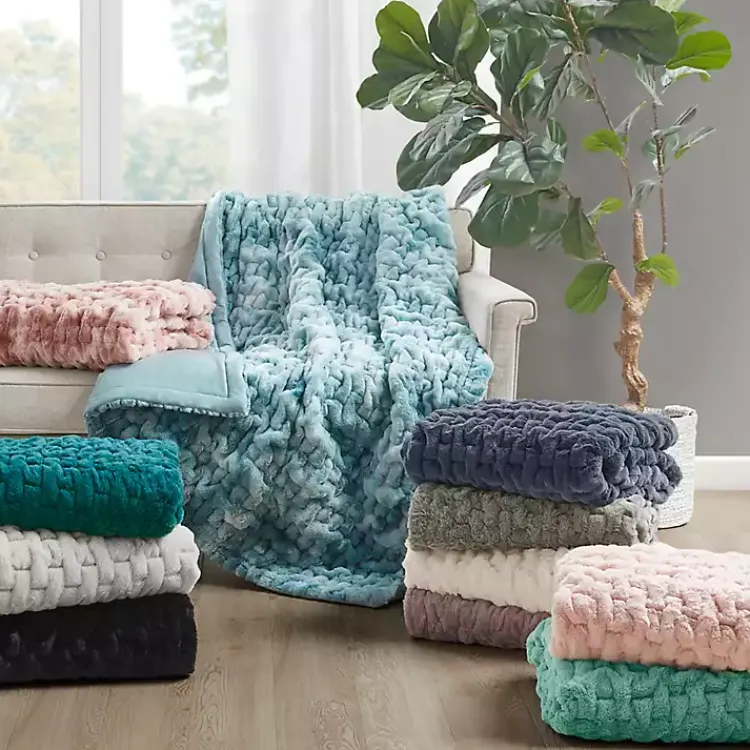 Sale Ruched Fur Throw Blankets & Throws