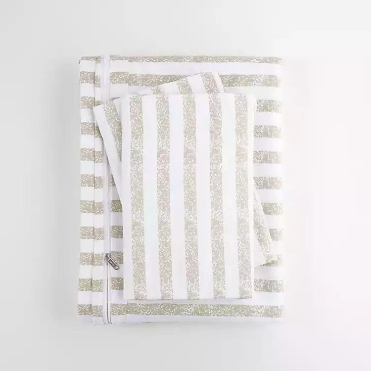 Kirklands Home Duvets|Rugged Stripes Puffed 3-pc. King Duvet Set Ivory