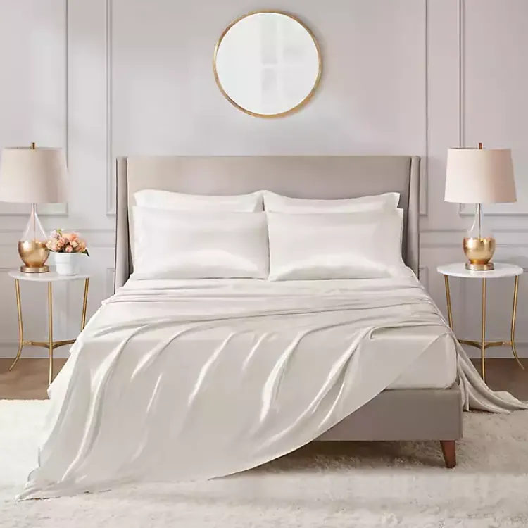 Kirklands Home Bed Sheets|Satin 6-pc. Queen Sheet Set Ivory