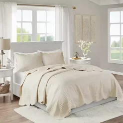 Kirklands Home Bedspreads & Coverlets|Scalloped Monica 3-pc. Queen Coverlet Set Ivory