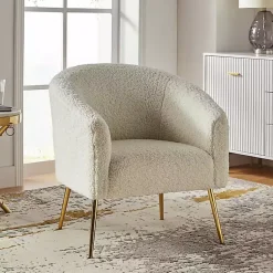 Kirklands Home Accent Chairs|Sherpa Venice Accent Chair Ivory