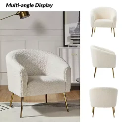 Kirklands Home Accent Chairs|Sherpa Venice Accent Chair Ivory