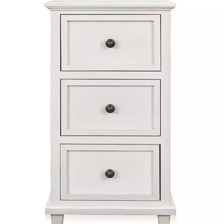 Kirklands Home Accent & End Tables|Slim Wooden 3-Drawer Side Table Ivory