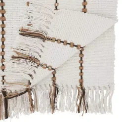 Kirklands Home Table Linens|Ivory Striped Fringe Table Runner