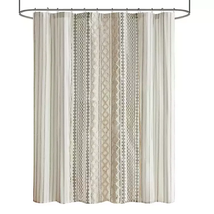 Kirklands Home Shower Curtains|Textured Chenille Shower Curtain Ivory